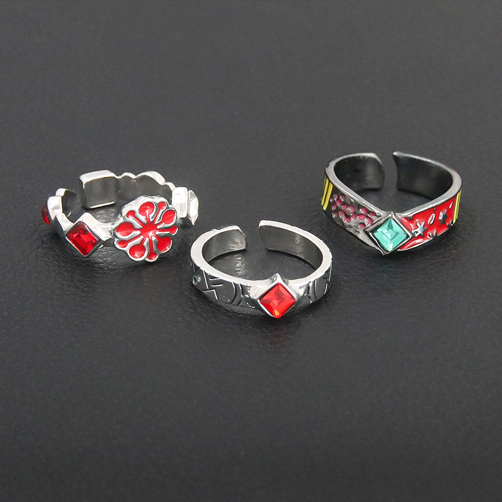 Anime Demon Slayer Kimetsu No Yaiba Ring Tanjirou Mitsuri Tokitou Muichirou Adjustable Finger Rings for Women Men Jewelry