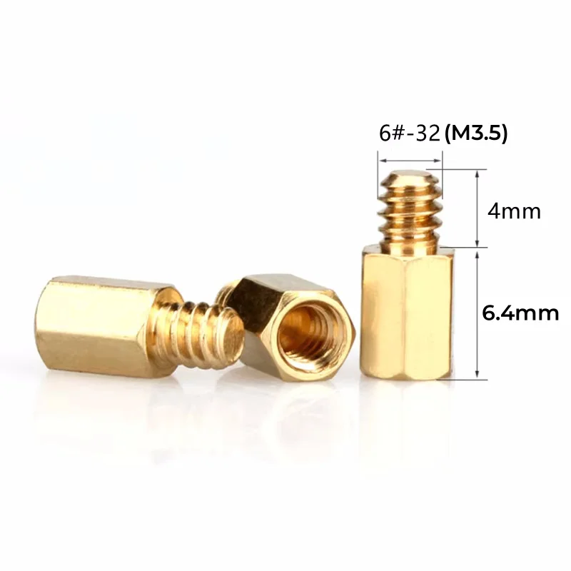 Unc 6#-32x6.4+4mm Brass Motherboard Standoffs For Atx Computer Motherboard Female Male Standoff Spacer