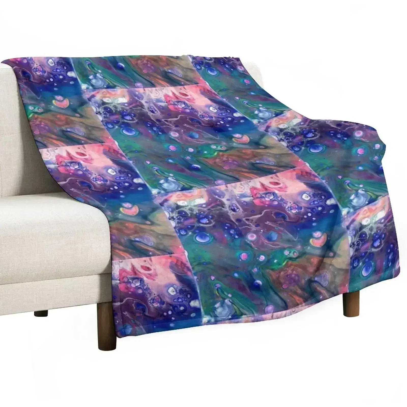 fluid technique. Original painting still available. Throw Blanket Sofa Summer Shaggy Cute Plaid wednesday funny gift Blankets