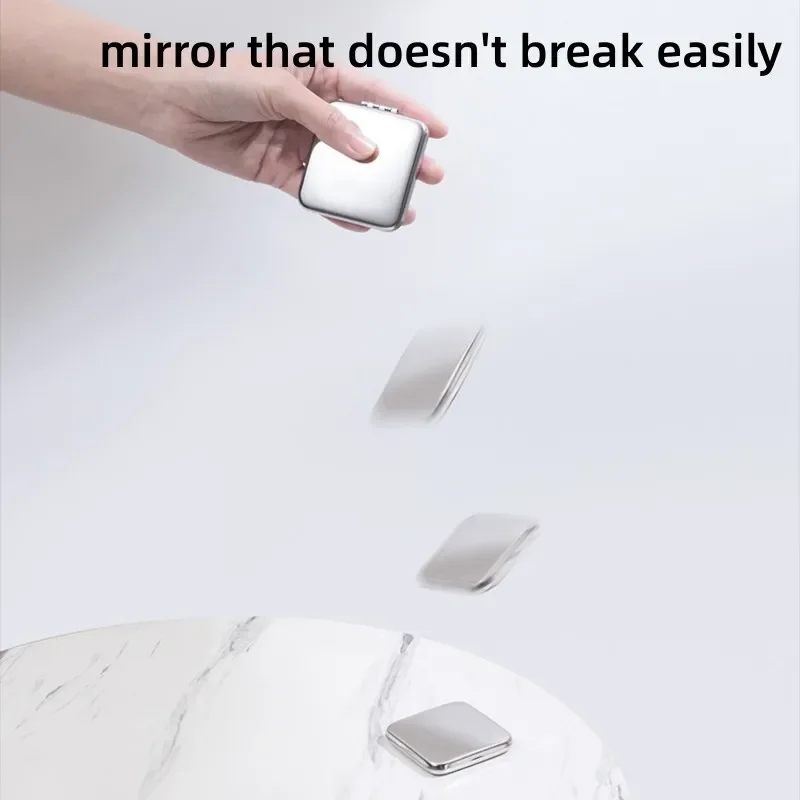 Miroir de maquillage Portable en acier inoxydable pour femmes, 1/2 pièces, poche à main, côté plié, miroir de maquillage cosmétique, petites formes diverses