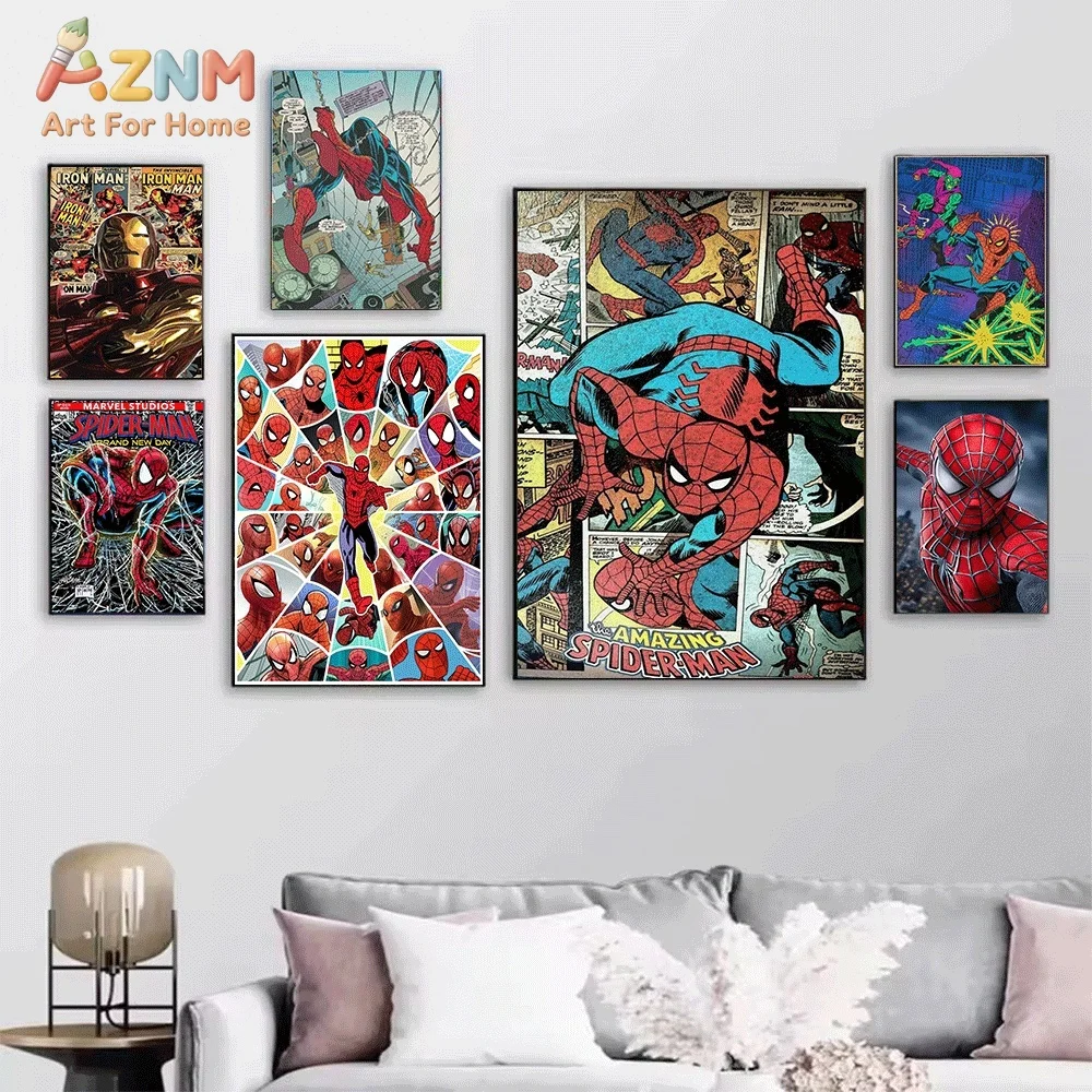 Spiderman Punisher Iron Man Ca - Watercolor Poster Print ulasan dan harga