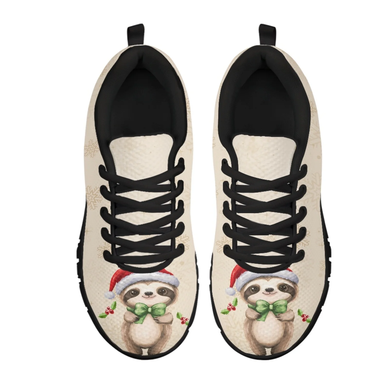 Coloranimal Christmas Sloth Women Easy to Clean Work Shoes for Medical Staff Non Slip Women Sneakers Running Athletic Shoes