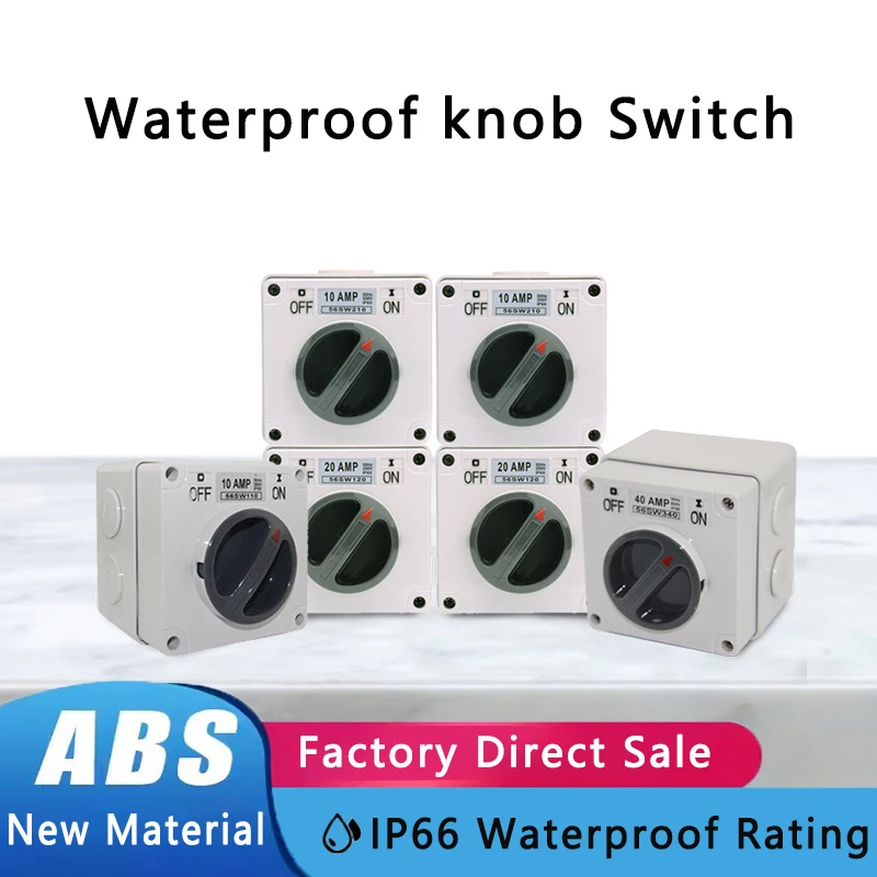 Electronic Industrial Waterproof knob Switches Australian Standard IP66 Rainproof Outdoor Power Switch Box