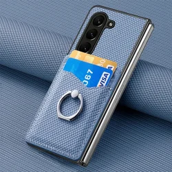 PU Leather for Samsung Galaxy Z Fold 6 5 4 3 2 5G Wallet Phone Case with Credit Card Slot Holder Shockproof Ring Stand Cover