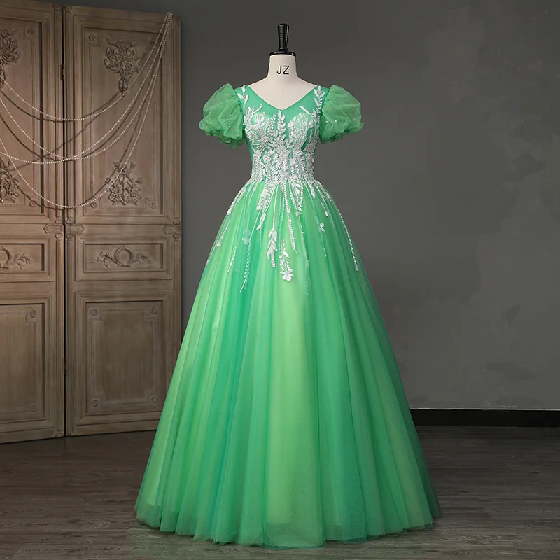 Vestido de baile feminino com lantejoulas, vestidos Quinceanera verdes, vestidos formais para baile e festa de aniversário