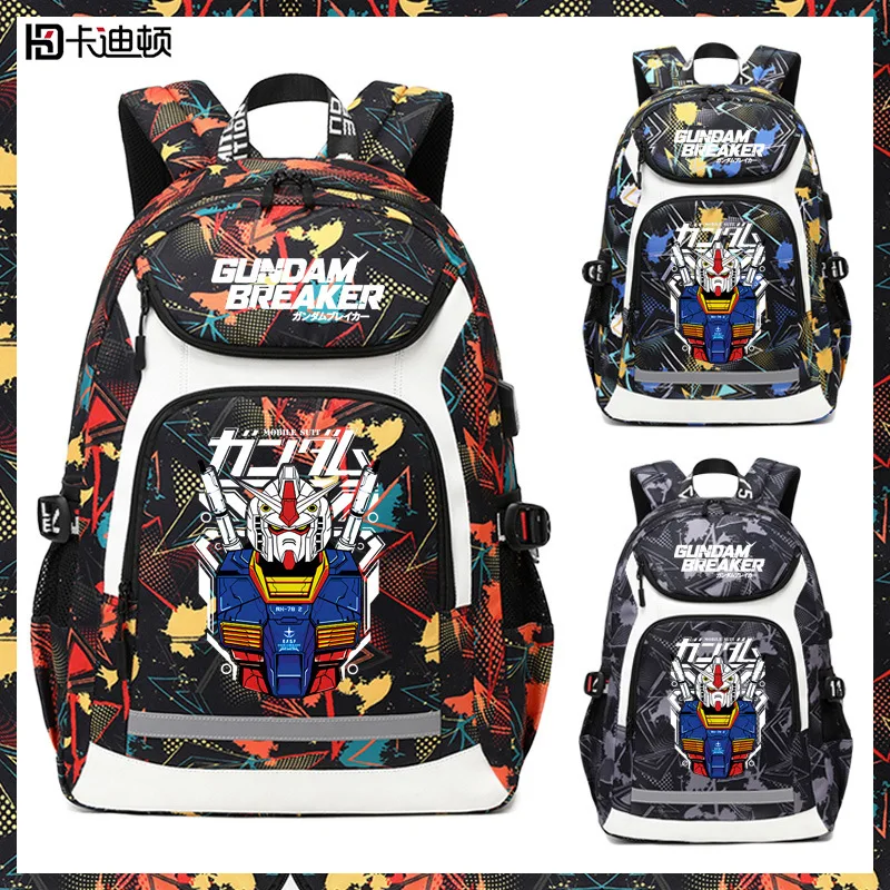 Bandai Gundam Backpack School Bag Learning Stationery for Middle School Students with USB Interface Japanese Peripheral Gifts