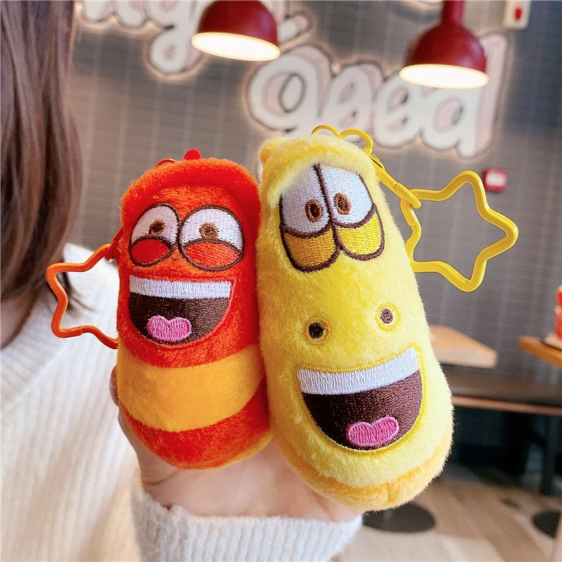 Porte-clés bande dessinée Anime amusant insecte limace porte-clés créatif larve jouets en peluche dessin animé Candice Guo poupée en peluche pour fille enfant bébé