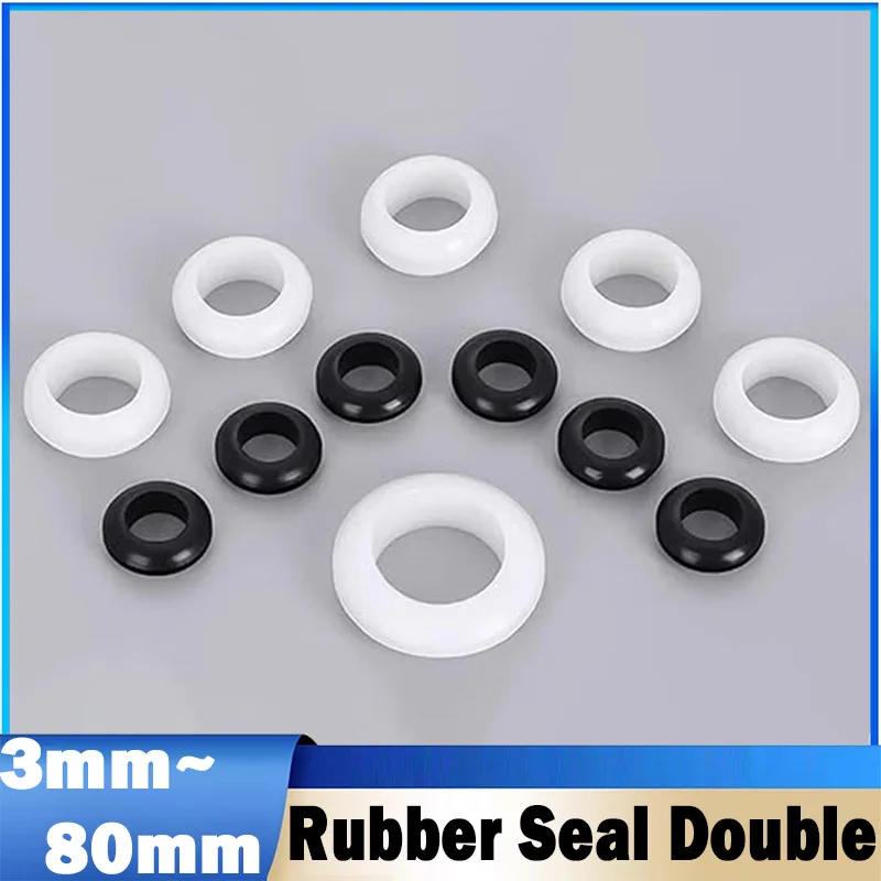 3~80mm Black/White PVC Rubber Seal Double Sided Protective Coil Out Hole Wire O-ring,For Wire, Cables, Firewall Protection Tools