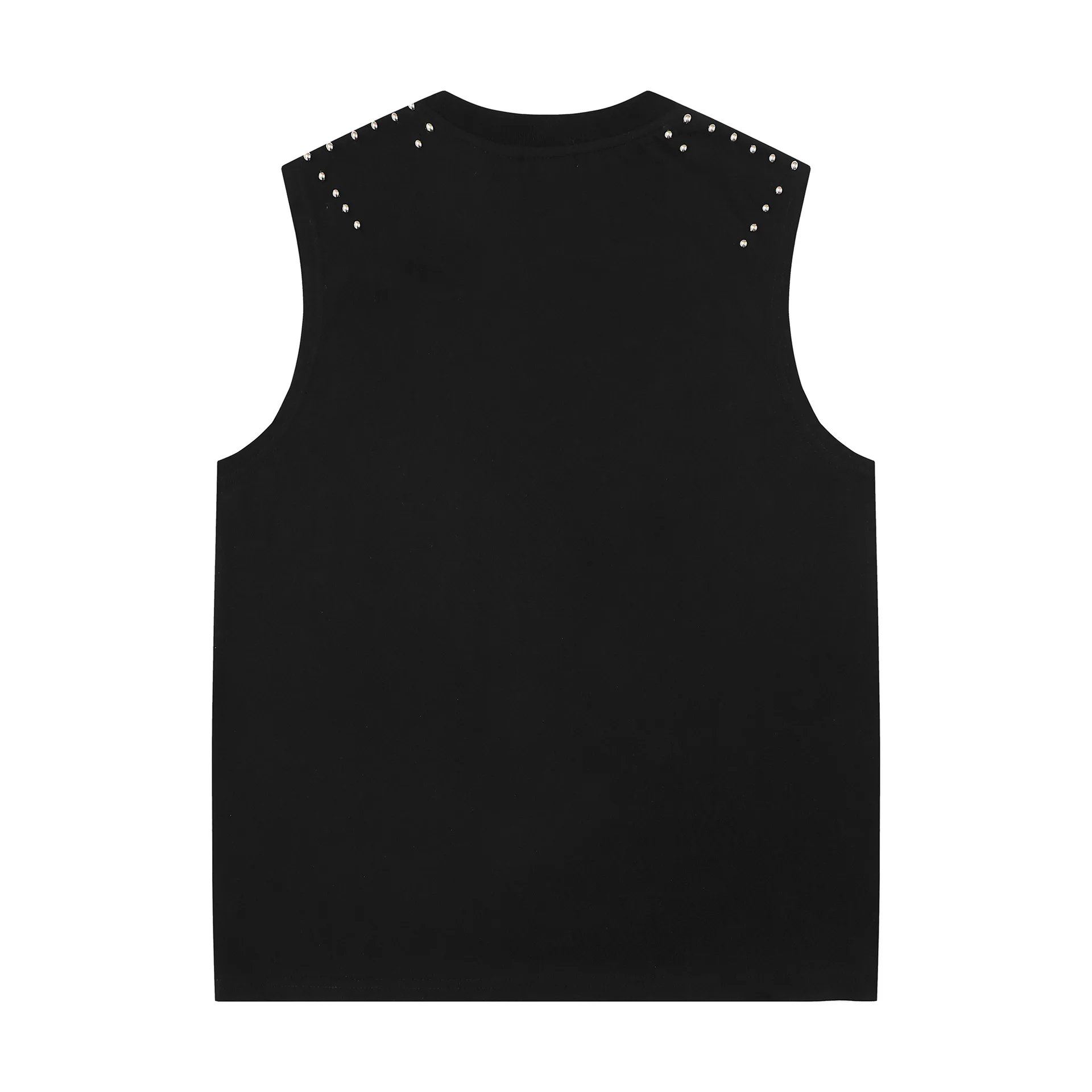 Men's Fashion Embroidered Hip Hop Tank Tops High Street Oversized Y2K Vests With Rivets Vibe Style Sleeveless Tops Tshirt