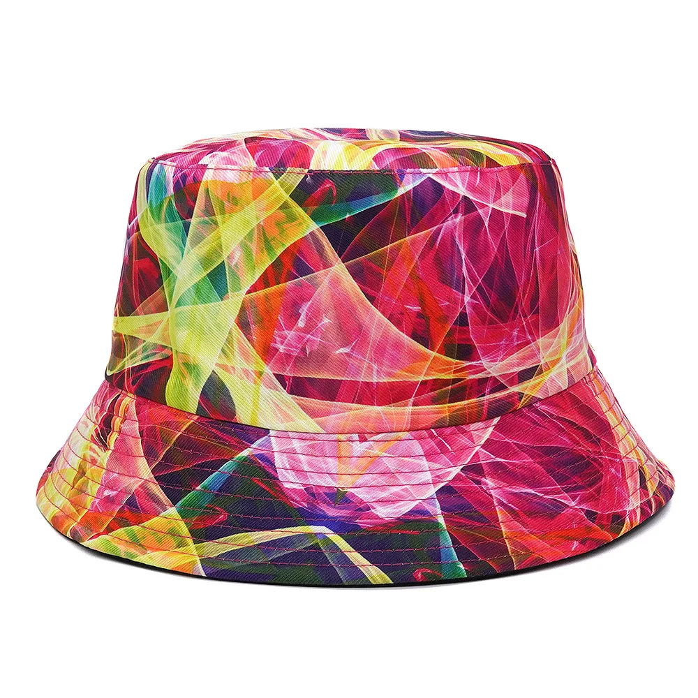 2024 Spring/Summer Outing Sun-proof Hat Reversible Tie-dye Bucket Hat Big Brim Unisex Graffiti Fisherman Cap