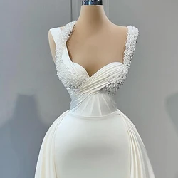 Haohao  Sexy Wedding Dresses White Sweetheart Sweep Train Bride Dress 2024 Mermaid Beadings Wedding Evening Prom Gown Plus Size