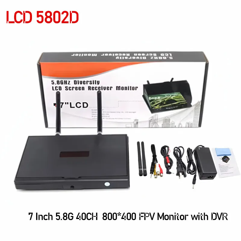 5.8G FPV DVR LS5802D 7 Inch Monitor LCD Screen 5802D Build-in Dual Receiver and Battery 800*480 For FPV Drone Quadcopter RC