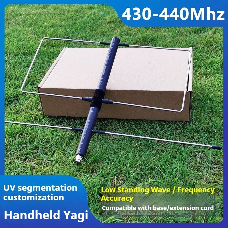 Mała ręczna antena Yagi 433 MHz + UV Wysokowydajna zewnętrzna antena do radia SDR, krótkofalarska, kierunkowa, kabel 3m SMA — zdjęcie produktu 3