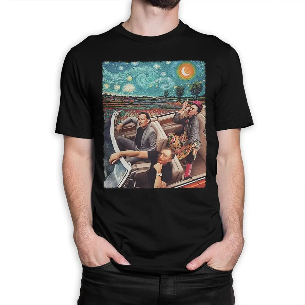 Starry Night In Las Vegas T Shirt Vincent van Gogh Salvador Dali 100 Cotton  Sizes wtb 019