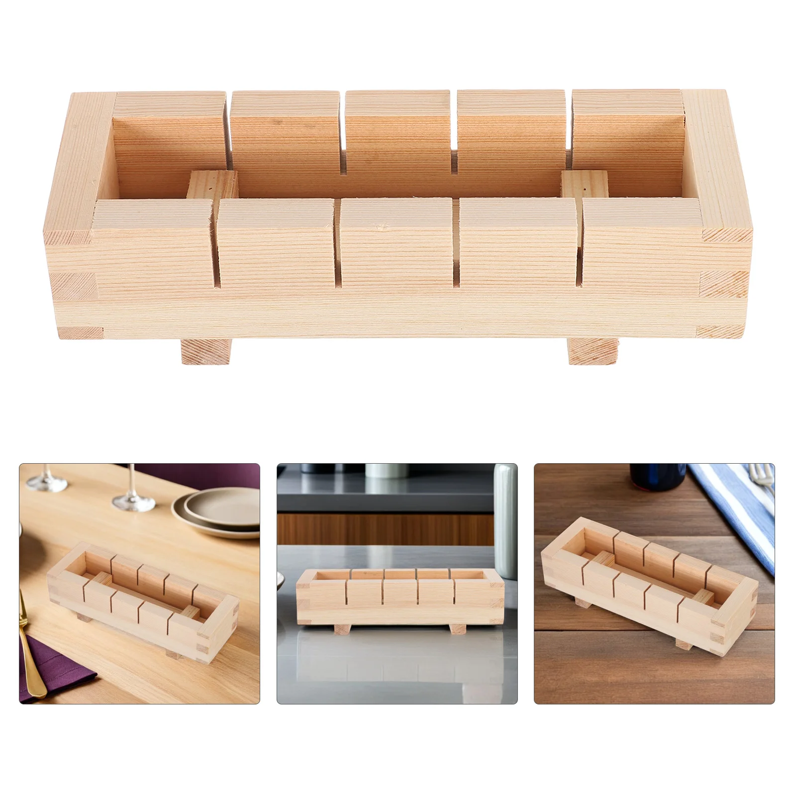 

Wooden Rectangular Press Mold Musubi Maker Rice Ball Shaper Portable Bento Tool Oshizushi Kit For Lunch Dessert Molds Box
