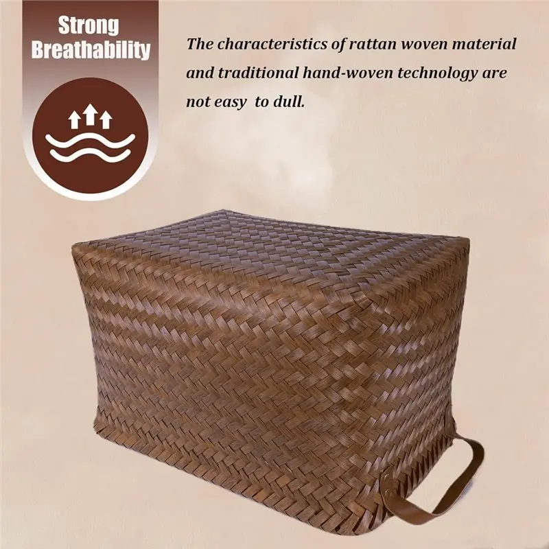 【هدية】خزانة السيارة للأرفف والبطانيات وصناديق تخزين 4 قطع من الملابس المنسوجة يدويًا سلة الغسيل سلال خوص كبيرة