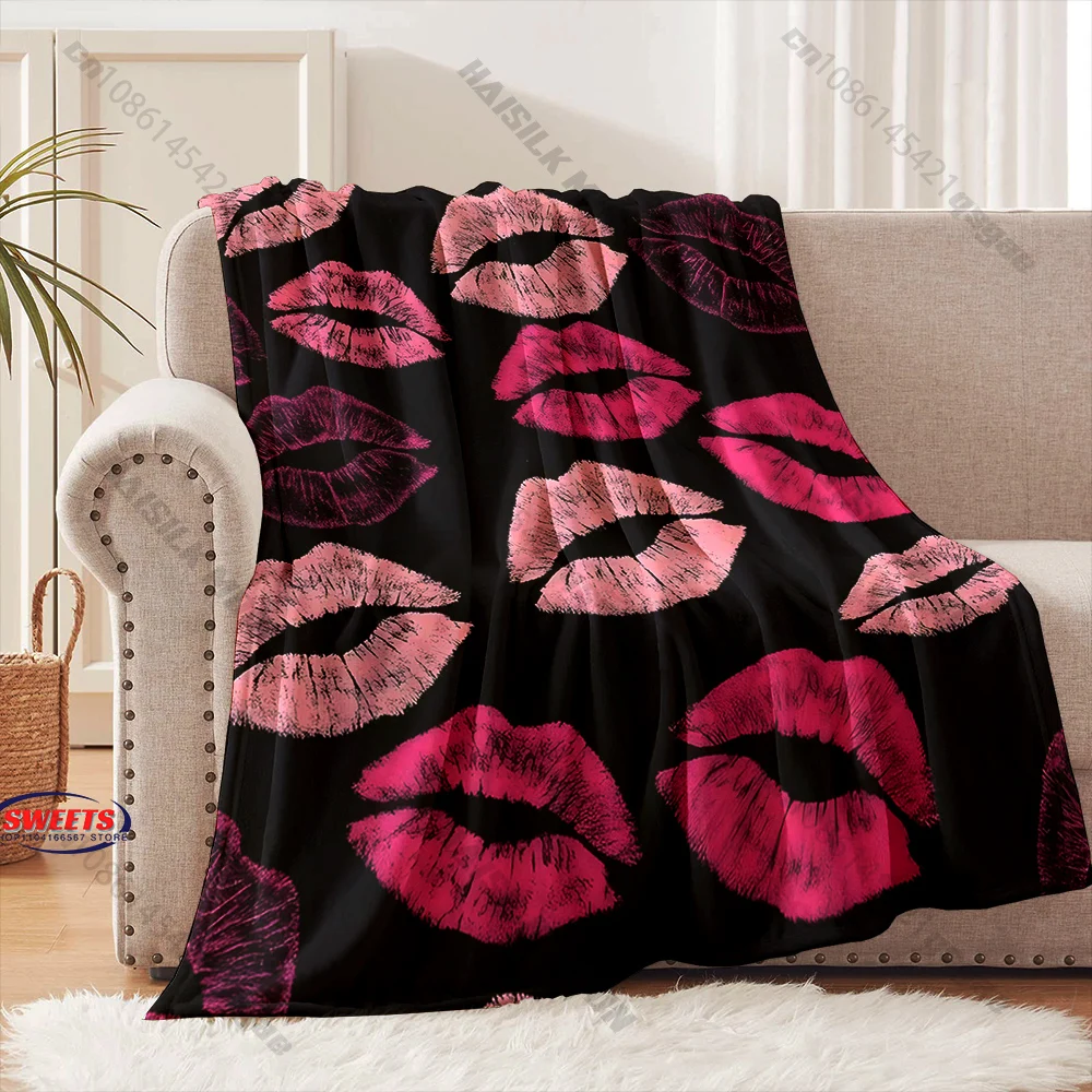 

"Chic Lips Pattern Throw Blanket" Multiple sizes kid's and adults' bedroom living room sofa decor blanket, Exquisite gift