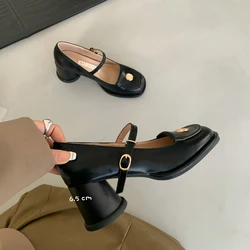 Mary Jane Shoes Women Pumps Fashion Designer Chunky Heels Elegant Woman Office Dress Shoes Block Heel Loafers Zapatos De Mujer