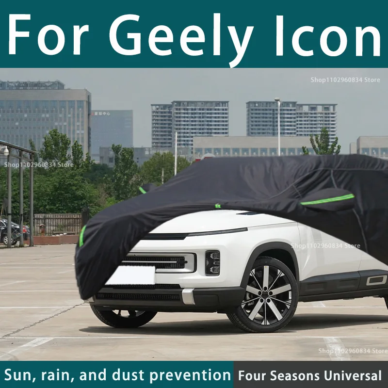 

For Geely GC9 Icon 210T Full Car Covers Outdoor Uv Sun Protection Dust Rain Snow Protective Anti-hail Car Cover Auto Black Cover