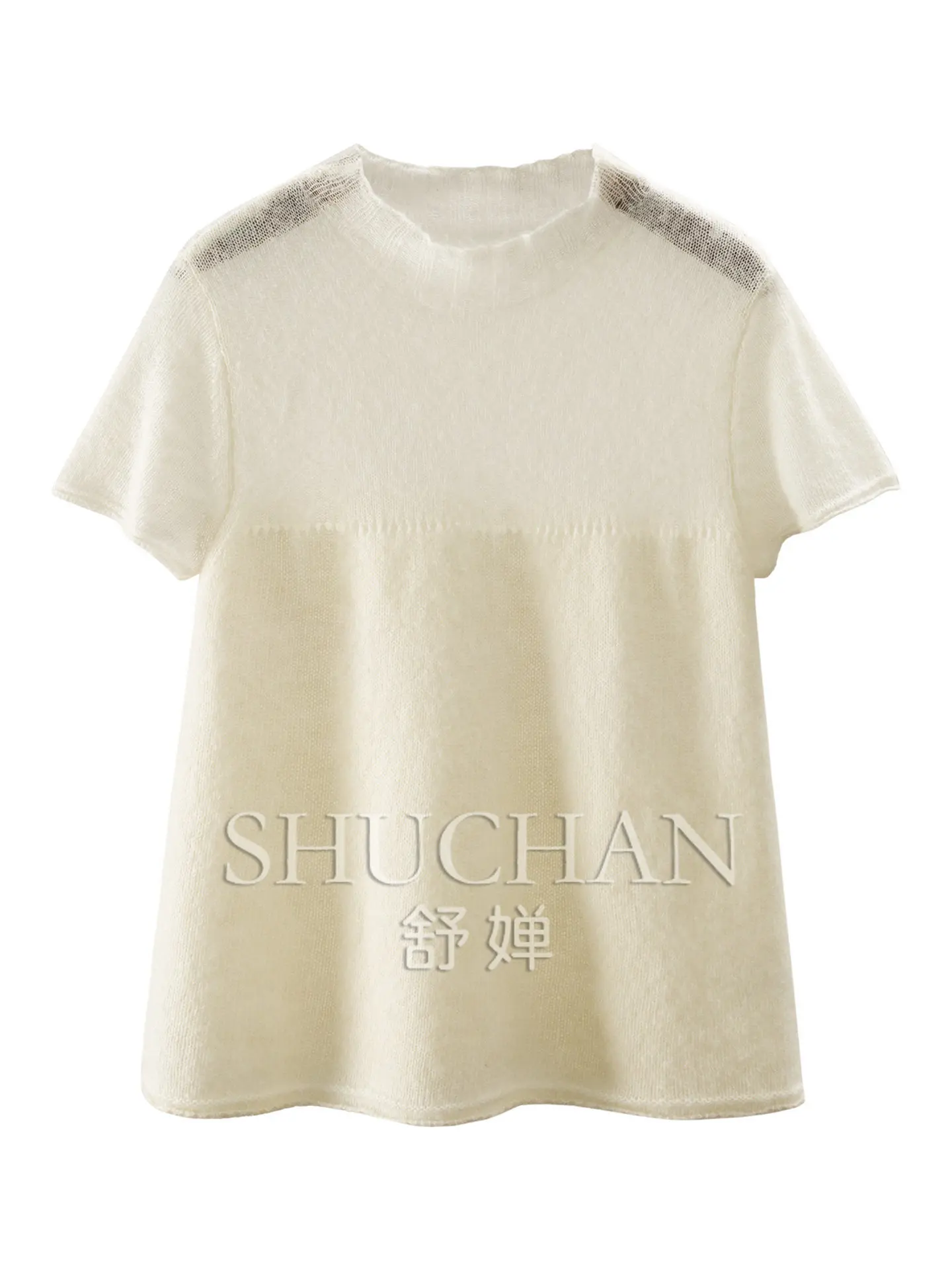 Thin Pullover Cloud Flocculent Soft Mist Luxury Naked Magic Loose Wool Semi-turtleneck Short Sleeve Knitted Sweater Women's 91M0