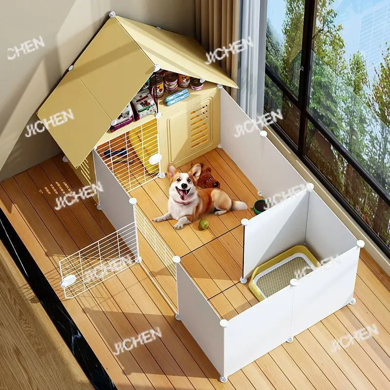 

JC Dog Villa Клетка для собак маленького и среднего размера Teddy Bigbear, специальная будка, одна комната, одна гостиная, одна ванная комната, забор для домашних животных