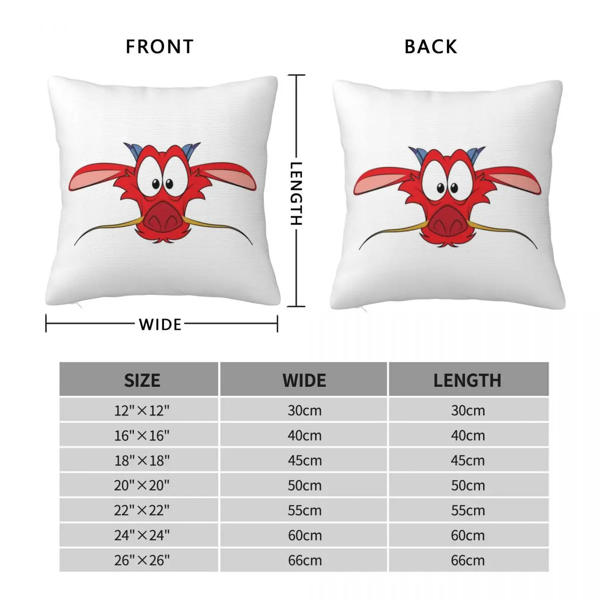 Mushu From Mulan (4) Square Pillowcase Polyester Pillow Cover Velvet Cushion Zip Decorative Comfort Throw Pillow For Home Sofa