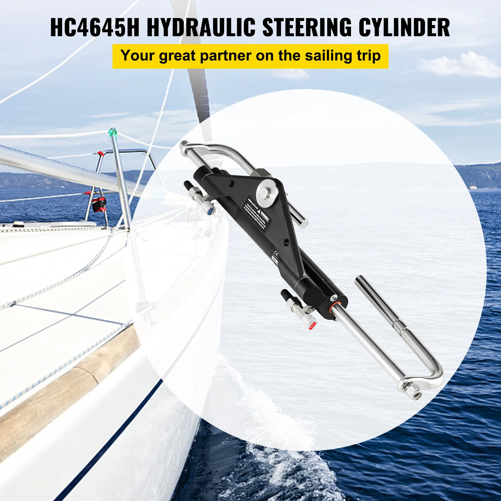SucceBuy Hydraulic Steering Cylinder BayStar Teleflex Marine Cylinder Hydraulic Outboard Steering Ram HC4645H Boat Accessory