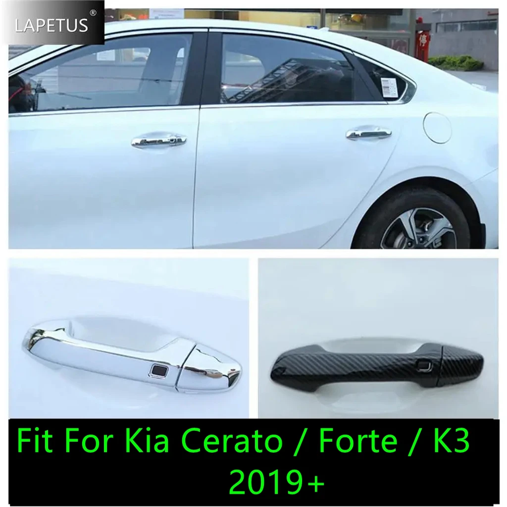 

Chrome / Carbon Fiber Car Door Pull Doorknob Handle Catch Protect Cover Trim For Kia Cerato / Forte / K3 2019 - 2023 Accessories