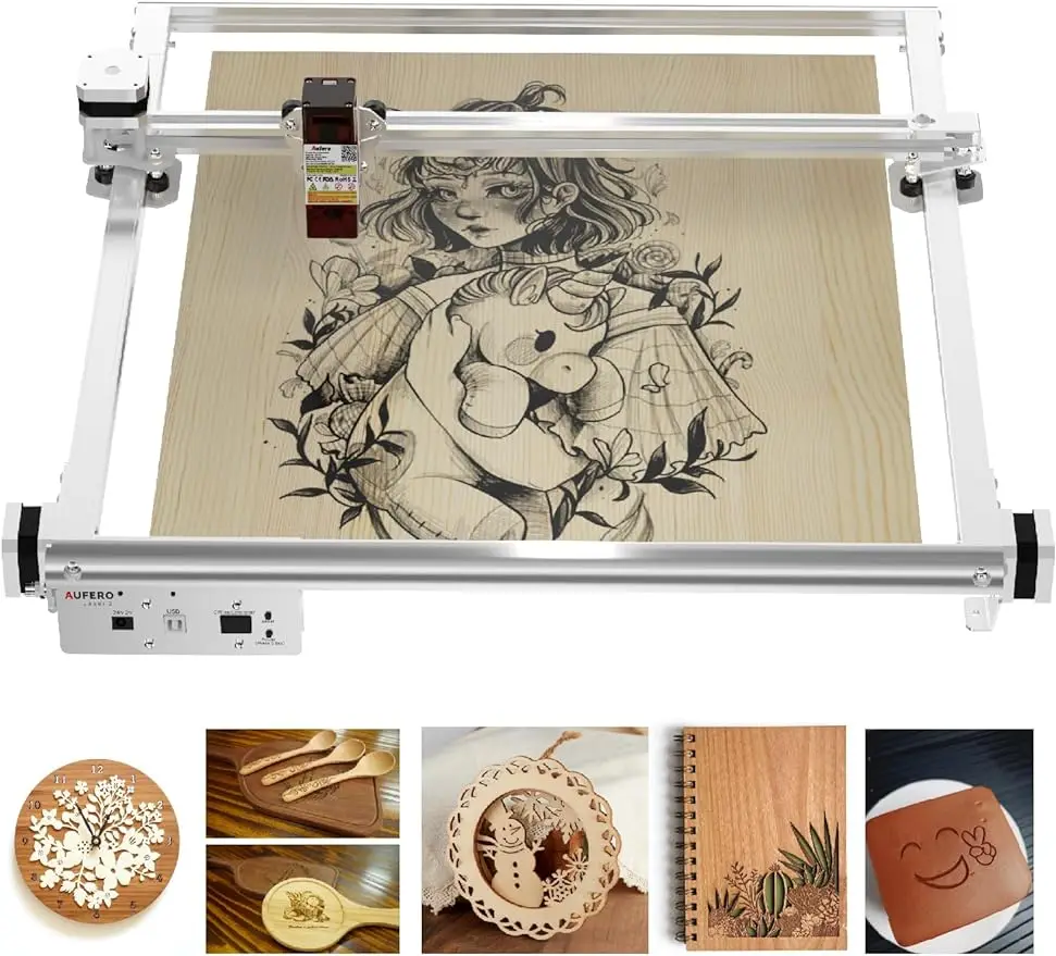 Aufero Laser 2 Laser Engraver, 5W Diode Short Focus Engraver, Engraving Machine for Wood/Leather, 15.7x15.7 inch Eng