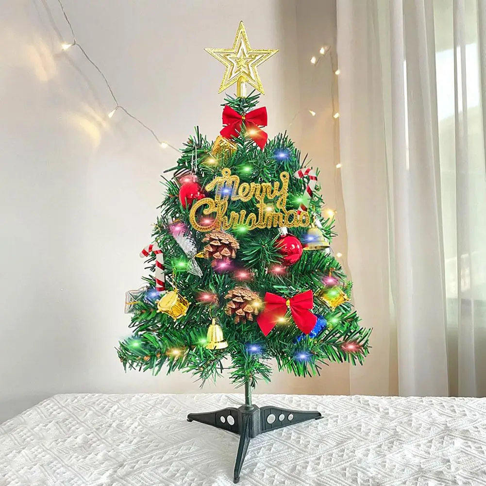 New 50cm Christmas Tree Luminous Package With Light Desktop Mini Christmas Tree Decorations Battery Box Ornaments New Year Xmas