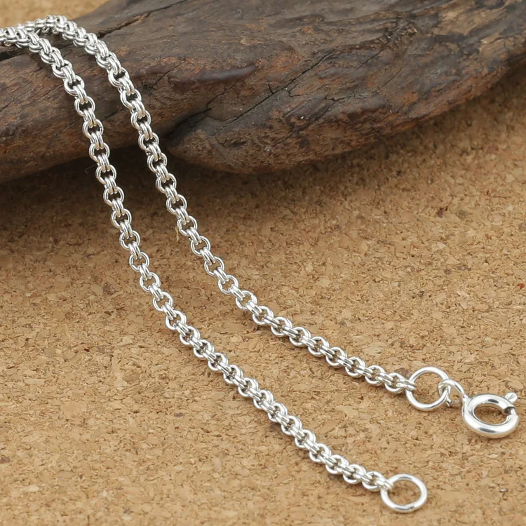 2mm Double Ring Versatile BucWholesale 925 sterling silver men's and women's trendy classic vintage necklaces from manufacturers