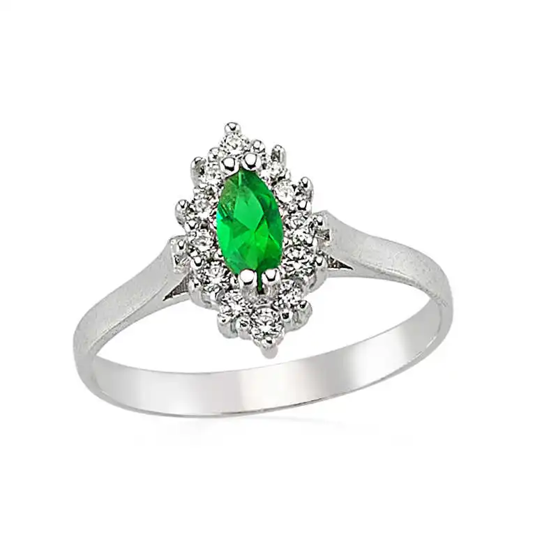 Silver Green Cubic Zirconia Women Ring