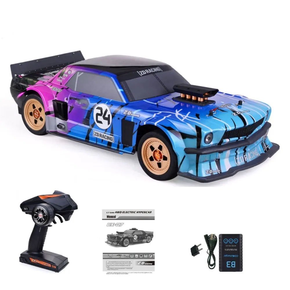 1/7 ZD Racing EX07 RC Samochód Sportowy Elektryczny Zdalnie Sterowany Pojazd Szosowy Silnik Bezszczotkowy 4082 System Oświetlenia Amortyzatory Ze Stopu Aluminium