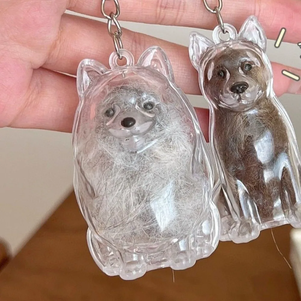 

Transparent Dog Fur Storage Pendant Fur Storage Capsule DIY Accessories Dog Shape Keychain Handmade Design Pet Hair Container