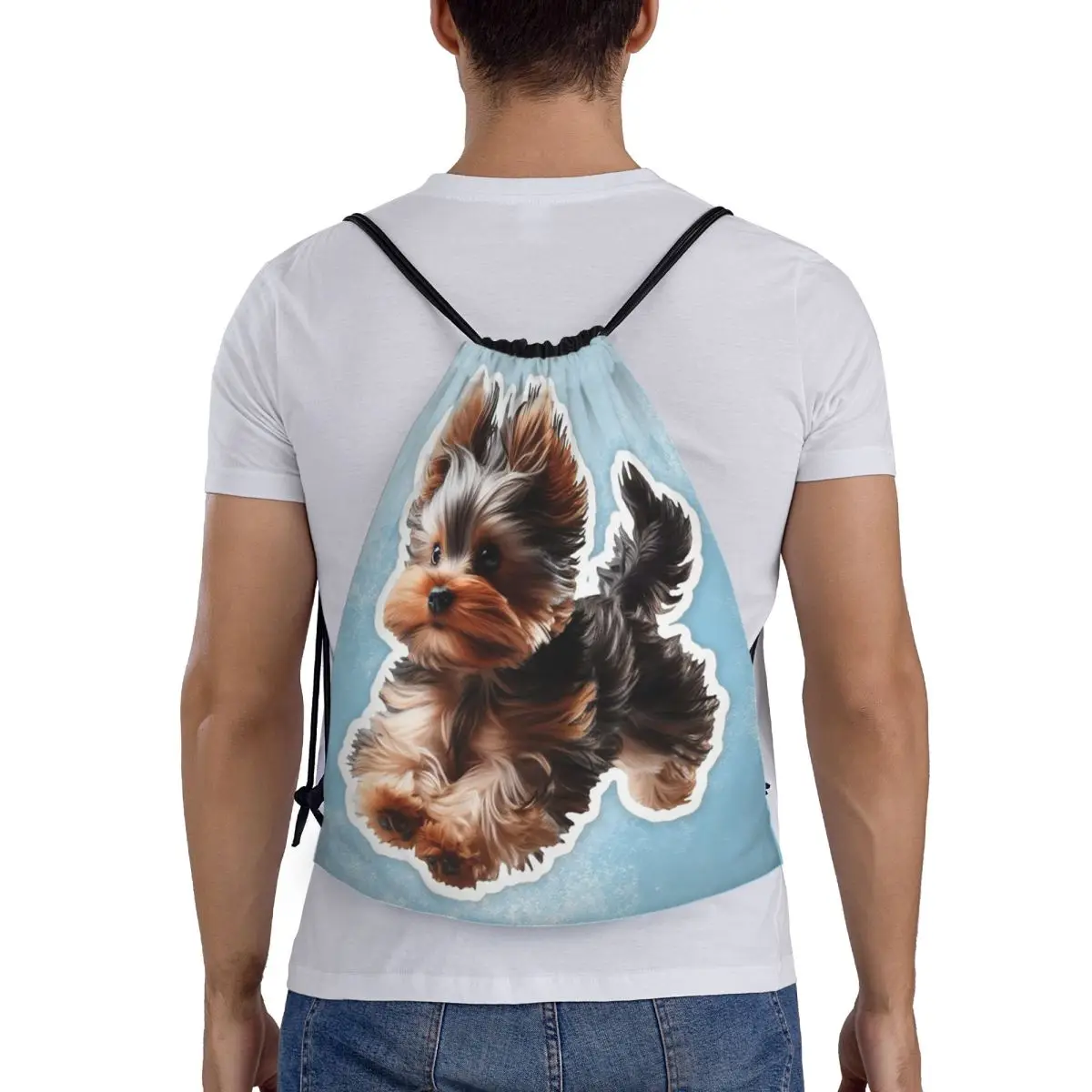 

Yorkshire Terrier Dog Pattern Backpacks Fashion Drawstring Bundle Pocket Storage Bag Book Bags for Travel School