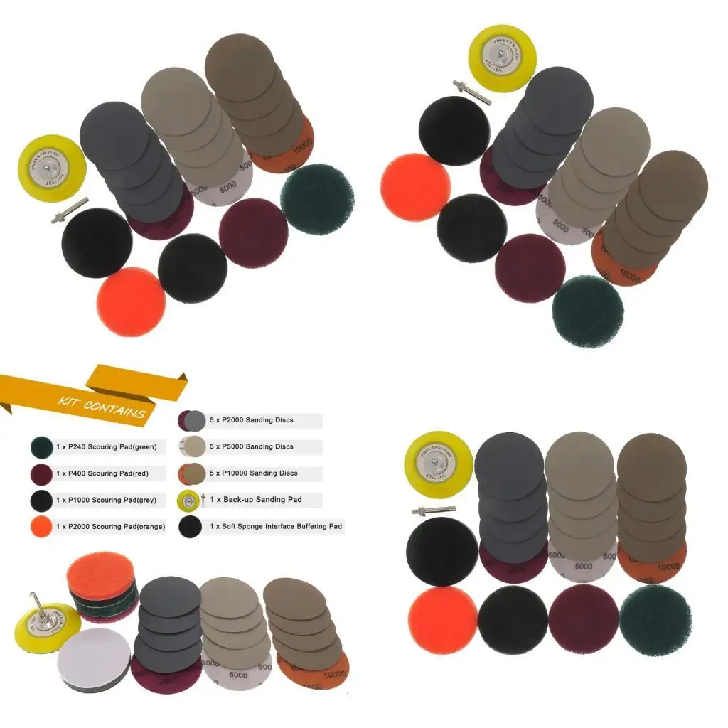 

R9UF 21pc Drill Attachment Sanding Pad Set Automotive Headlight Refurbishing Essential