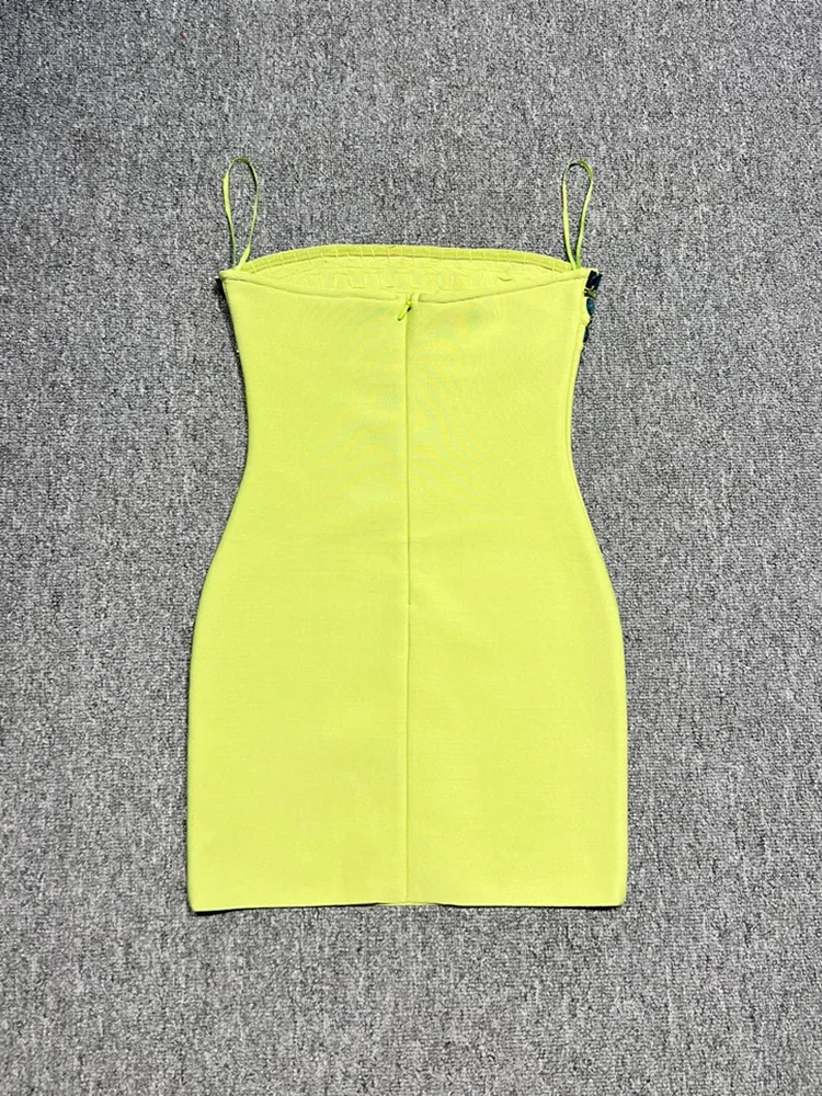 فستان مثير بدون حمالات مرصع بالألماس مزين بالترتر فستان نسائي أخضر بدون أكمام بدون ظهر مقصوص فستان حفلات مسائية للمشاهير #6