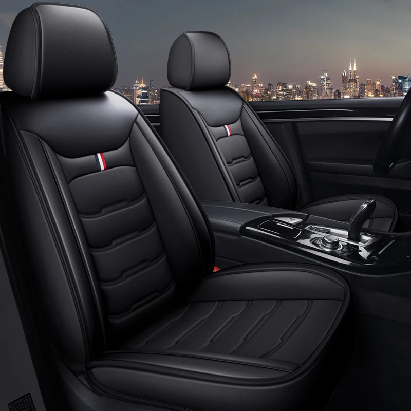 Car Seat Cover, Full Package PU Leather, Four Seasons Universal, Wear-Resistant, 2-Piece Front Set