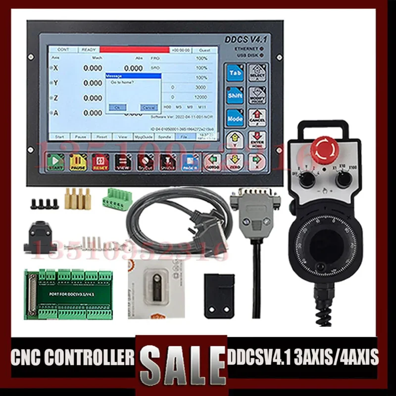 Upgrade Ddcsv3.1 Ddcsv4.1 Cnc 3- 4-Axis Off-Line Motion Controller Usb Interface Metal Case With E-Stop Mpg Handwheel.