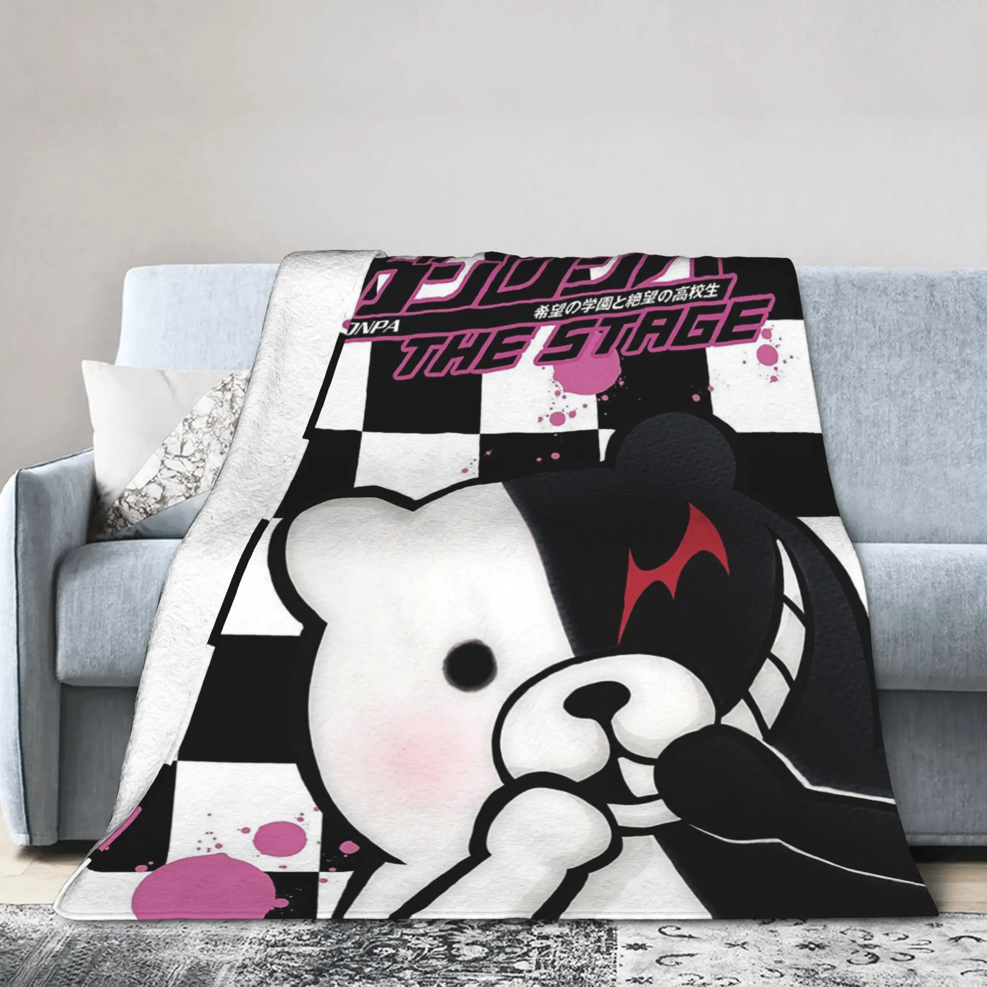 Danganronpa Monokuma Blanket Amine Flannel Funny Warm Throw Blanket for Bedspread Summer,
