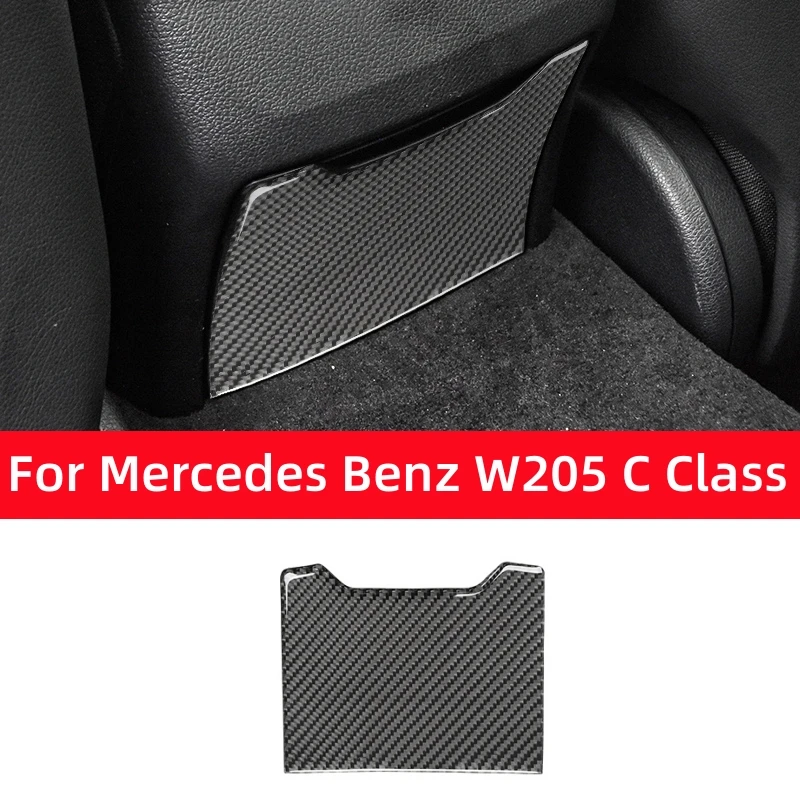 

For Mercedes Benz C Class W205 2015-2020 Carbon Fiber Car Rear Seat Storage Compartment Panel Trim Cover Sticker Car Accessories