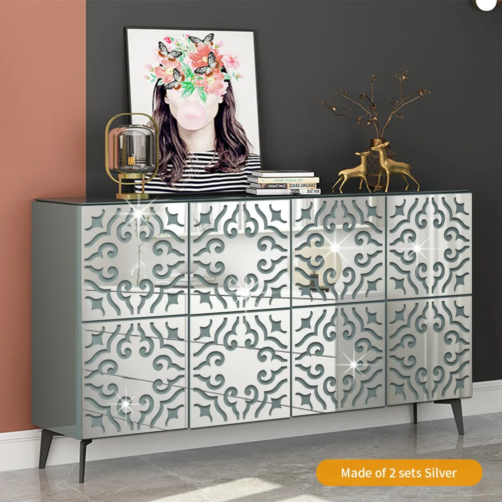 15/20/27cm Portuguese Tiles Pattern Mirror Sticker Wardrobe Cabinet Door Decor Acrylic Decal Furniture Modification Wall Sticker