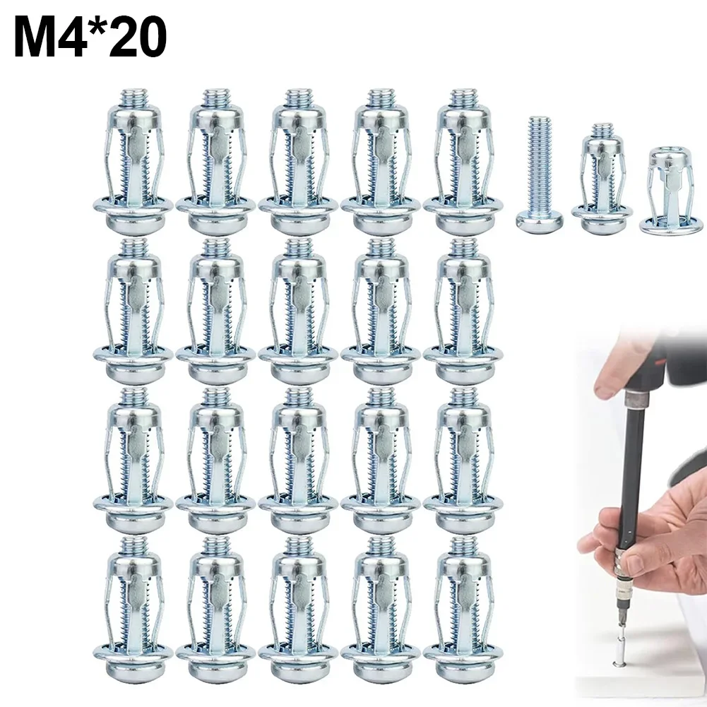 20Pcs Petal Rivets Nut Expansion Screw Clamp Petal Shape Metal Rivet Nut Bolt Hollow Wall Plate Fixing Nuts Pop Screws