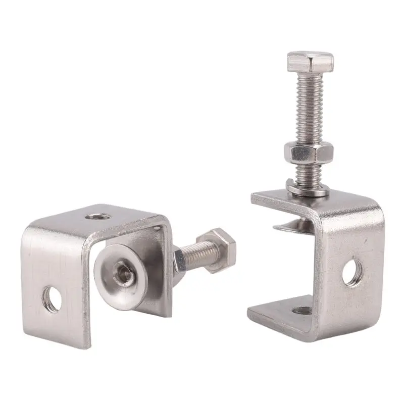 AEE8-6Pcs C Clamps,U Clamps For Metal Working, Small Desk Clamp With Stable Wide Jaw Opening & Protective Pads/I- Design