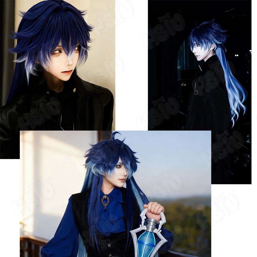 フリンズ コスプレウィッグ HSIU ブルー混合ライトブルー ロングヘア合成ウィッグ + ウィッグキャップ 原神 キリル・チュドミロヴィッチ フリンズ コスプレ