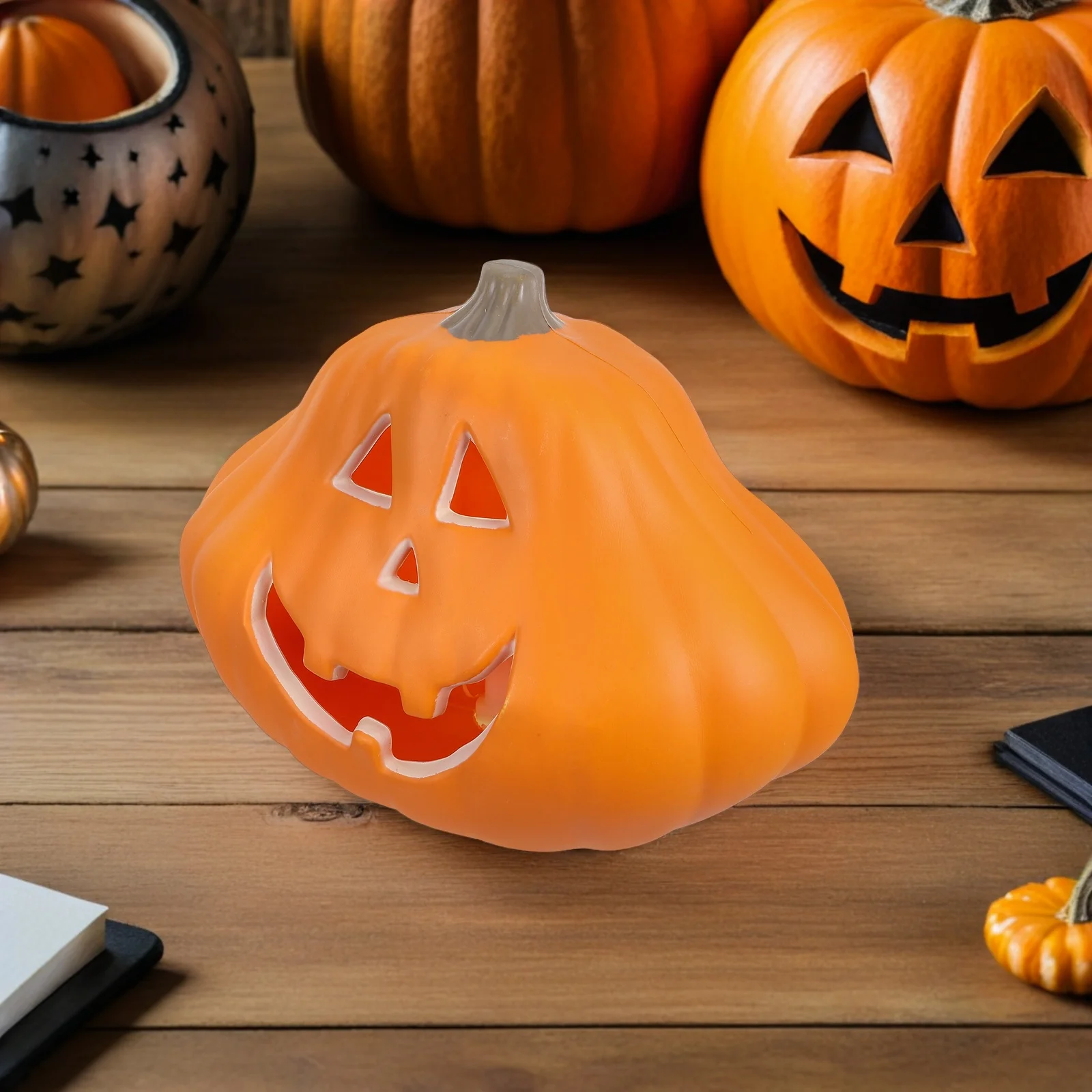 

Halloween Jack-o-lantern Party Supplies Favor Fall Light Pumpkin Glass Statue Plastic Lighting Ornament Lamps