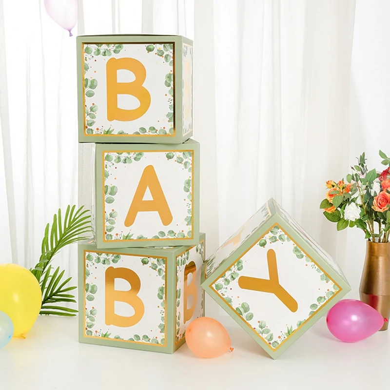 Here Comes The Son Shower Boxes Decorations, 4Pcs Sun Stereoscopic Blocks For Shower Party Decor Easy To Use Green