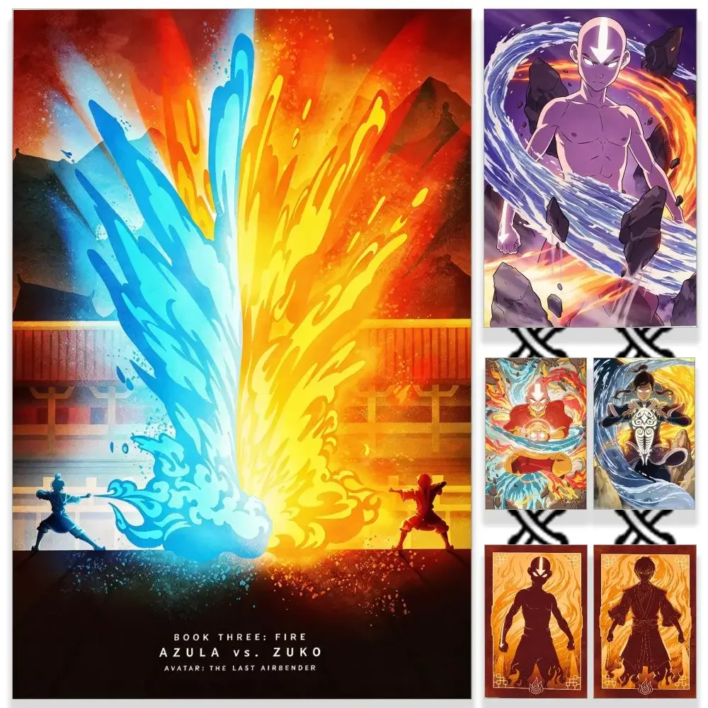 Anime The Last Airbender Poster HD Waterproof PP Self-Adhesive Removable Wall Art Poster for Bedroom Cafe Gym Home Decor Gift