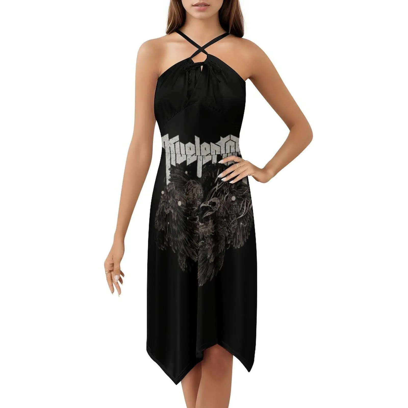 فستان Kvelertak Owl Fight النسائي الأنيق للحفلات على شكل حرف A مع خيارات قصيرة/طويلة/بدون أكمام على شكل بومة Fight Kvelertak معدن أسود #5