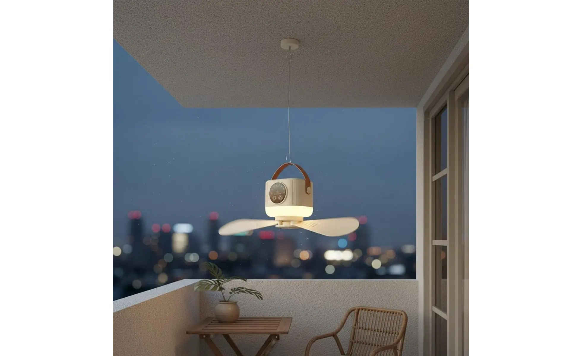 Mini Ceiling Fan with Light Adjustable Speed Rechargeable Hanging Fan Air Mover 4 Speeds Timer Function for Bedside, Dorm Room